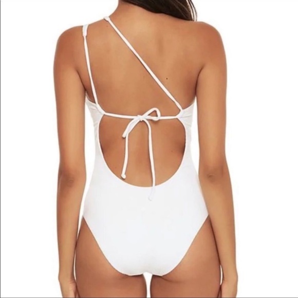 NWT Becca One Piece Color Code Asymmetrical White Bathing Suit - Picture 2 of 7